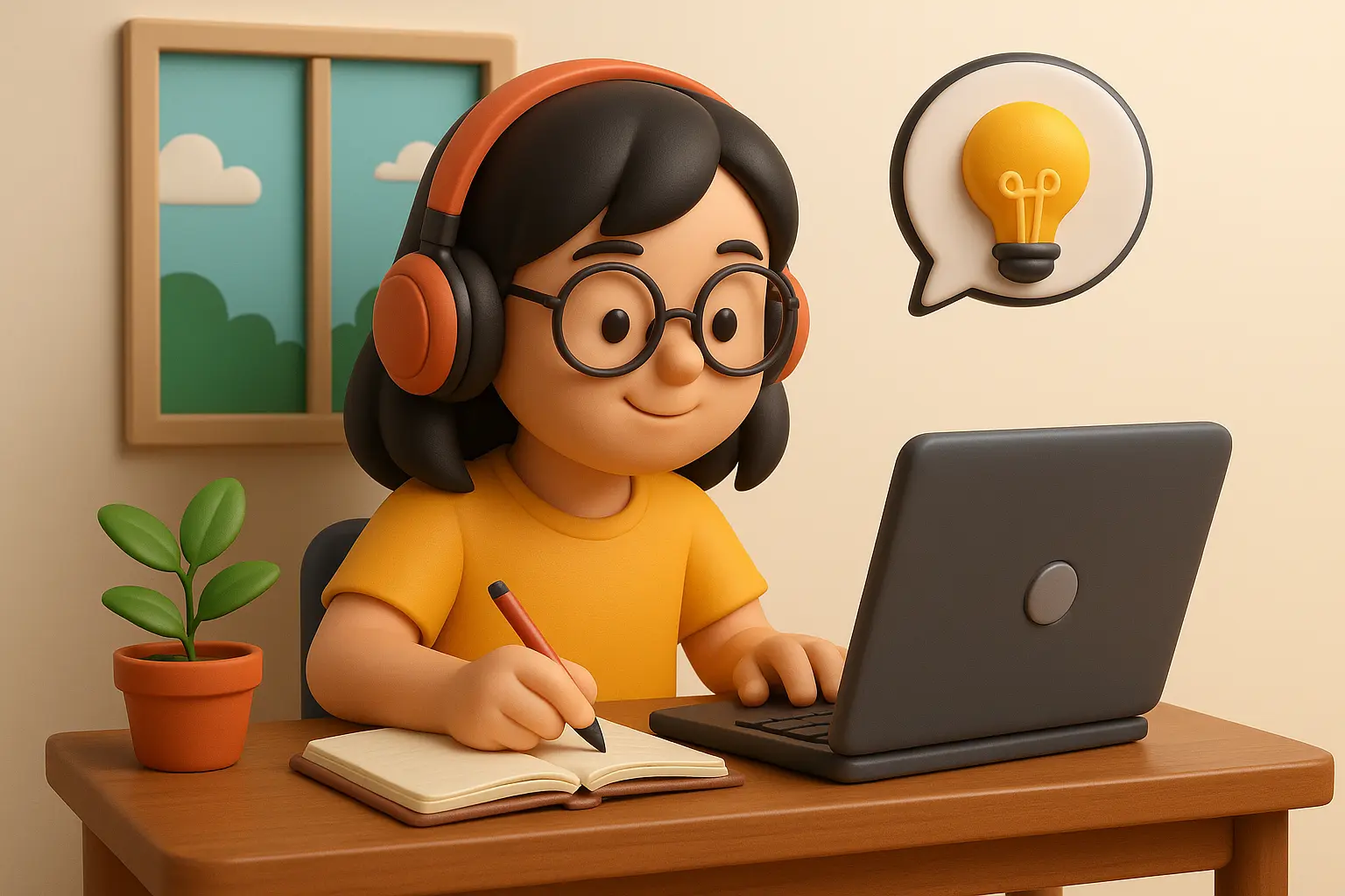 Siswa sedang belajar online dengan Kita Studi